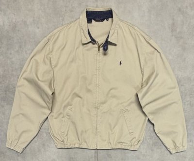画像1: 80'S RALPH LAUREN 三角タグ チンスト付き コットン ドリズラージャケット ベージュ USA製 (VINTAGE)