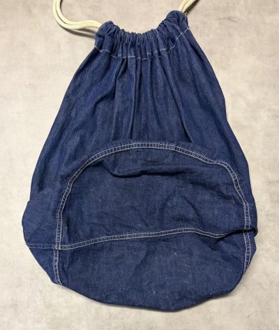 画像5: 40'S アメリカ軍 デニム ランドリーバッグ バラックバッグ インディゴ (VINTAGE)