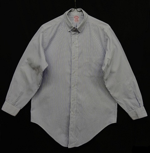 80'S BROOKS BROTHERS ピンオックス タブカラーシャツ ストライプ USA製 (VINTAGE) 「L/S Shirt