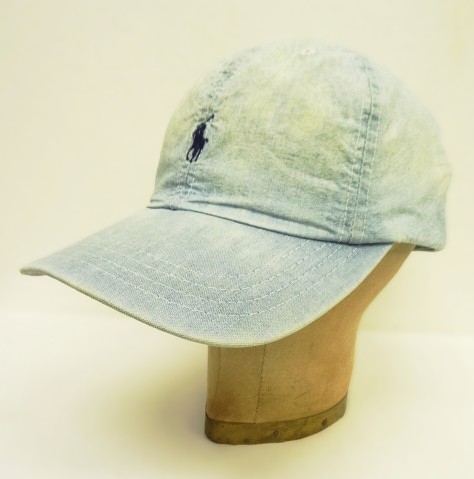90'S RALPH LAUREN ロゴ刺繍 シャンブレー ベースボールキャップ ライトブルー USA製 (VINTAGE) 「Cap」入荷しました。