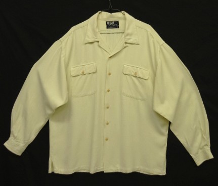 90'S RALPH LAUREN レーヨン 長袖 オープンカラーシャツ オフホワイト USA製 (VINTAGE) 「L/S Shirt」入荷しました。