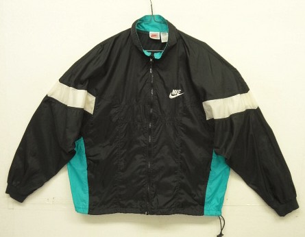 90'S NIKE 銀タグ 裏地付き ナイロンジャケット ブラック/ホワイト/ターコイズ (VINTAGE) 「Jacket」入荷しました。