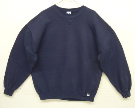 90'S RUSSELL ATHLETIC 前Vガゼット付き クルーネック スウェットシャツ ネイビー USA製 (VINTAGE) 「Sweat Shirt」入荷しました。