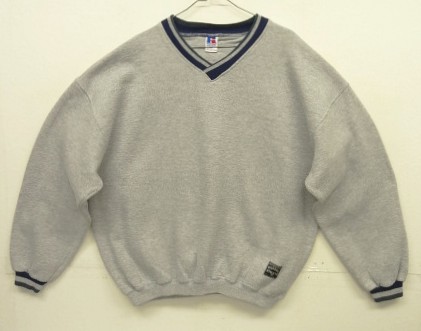 90'S RUSSELL ATHLETIC ライン入りリブ Vネック スウェットシャツ ヘザーグレー USA製 (VINTAGE) 「Sweat Shirt」入荷しました。