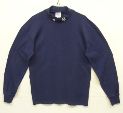 90'S MAJESTIC "NEWYORK YANKEES" モックネック 長袖 Tシャツ ネイビー USA製 (VINTAGE) 「T-Shirt」入荷しました。