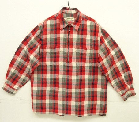 00'S EDDIE BAUER チンスト付き ハーフジップ 長袖 フランネルシャツ チェック柄 (VINTAGE) 「L/S Shirt」入荷しました。