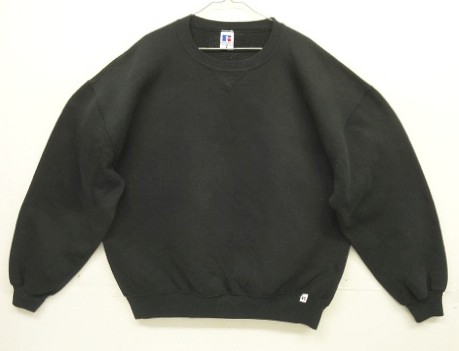90'S RUSSELL ATHLETIC 前Vガゼット付き クルーネック スウェットシャツ ブラック USA製 (VINTAGE) 「Sweat Shirt」入荷しました。