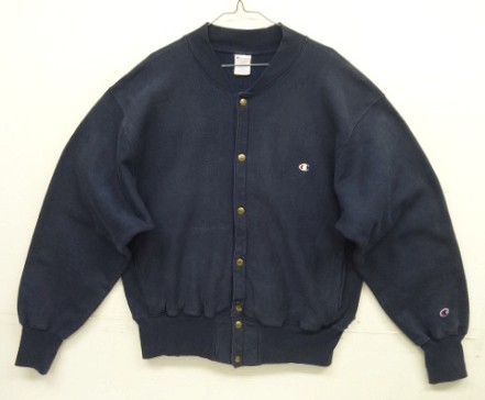 90'S CHAMPION 刺繍タグ リバースウィーブ スナップボタン カーディガン ネイビー メキシコ製 (VINTAGE) 「Sweat Shirt」入荷しました。