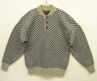80'S EDDIE BAUER 黒タグ ヘンリーネック セーター 総柄 USA製 (VINTAGE) 「Knit」入荷しました。