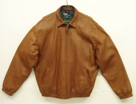 90'S RALPH LAUREN 胸ロゴ無し チンスト付き 裏地付き レザー ドリズラージャケット ブラウン (VINTAGE) 「Jacket」入荷しました。
