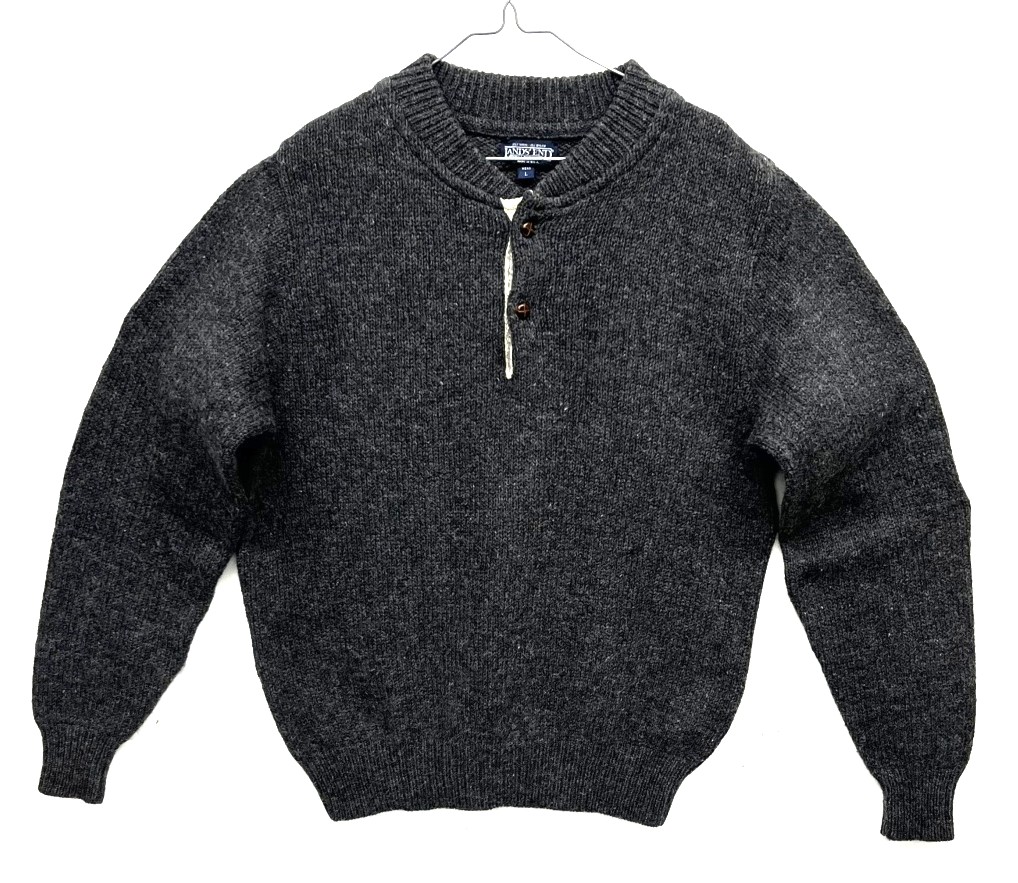 90'S LANDS' END ウール ヘンリーネックセーター チャコール USA製 (VINTAGE) 「Knit」入荷しました。
