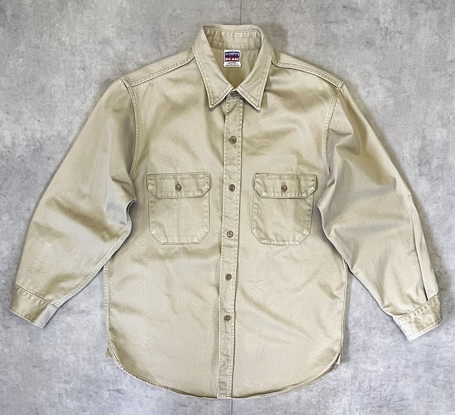 50'S BIG MAC コットンツイル マチ付き 長袖 ワークシャツ ベージュ (VINTAGE) 「L/S Shirt」入荷しました。