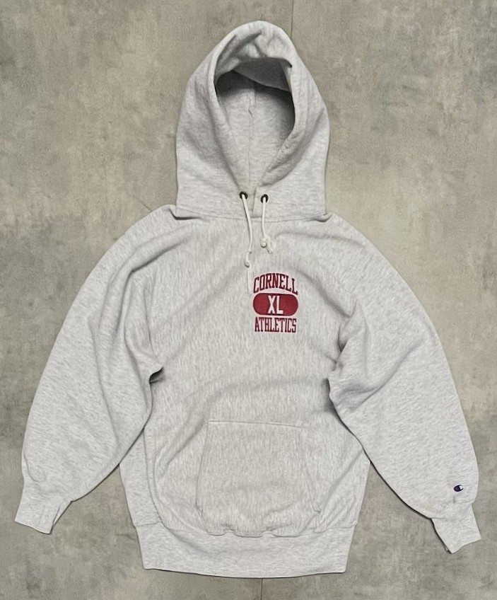 90'S CHAMPION "CORNELL ATHLETICS" 刺繍タグ リバースウィーブ パーカー グレー USA製 (VINTAGE) 「Parka」入荷しました。