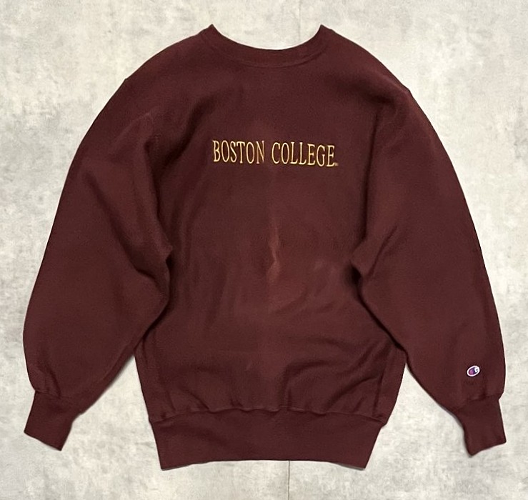 90'S CHAMPION "BOSTON COLLEGE" 刺繍タグ リバースウィーブ ダークバーガンディ メキシコ製 (VINTAGE) 「Sweat Shirt」入荷しました。