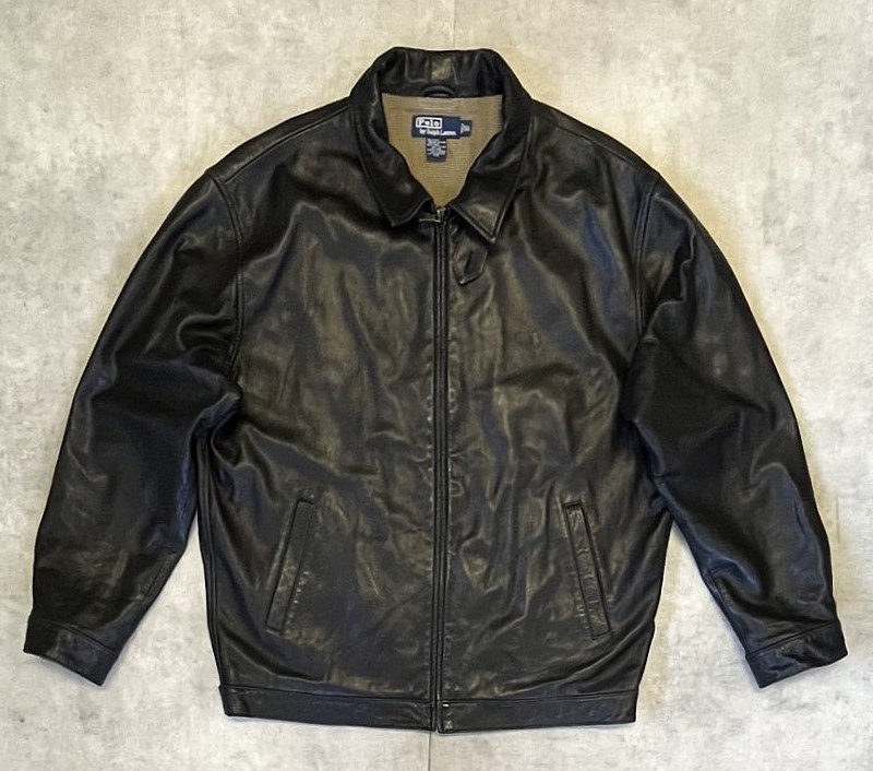 90'S RALPH LAUREN チンスト付き 裏地付き レザー ドリズラージャケット ブラック (VINTAGE) 「Jacket」入荷しました。