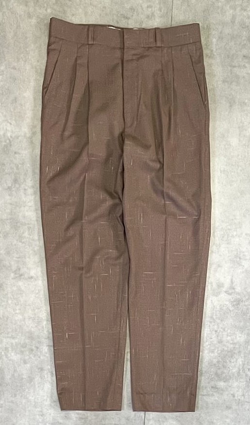 70'S UNKNOWN ツータック スラックス ブラウン/カスリ柄 TALONジップ (VINTAGE) 「Bottoms」入荷しました。