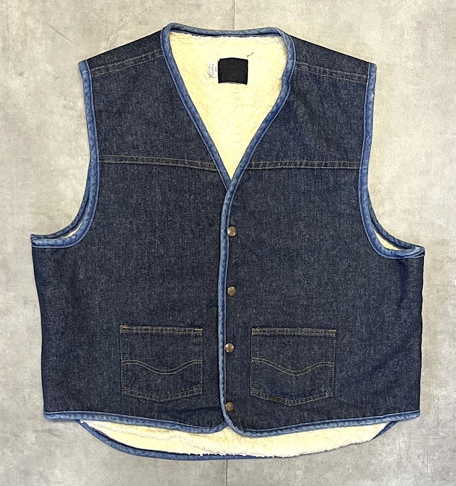70'S ROEBUCKS 裏地ボア デニムベスト インディゴ (VINTAGE) 「No Sleeve」入荷しました。