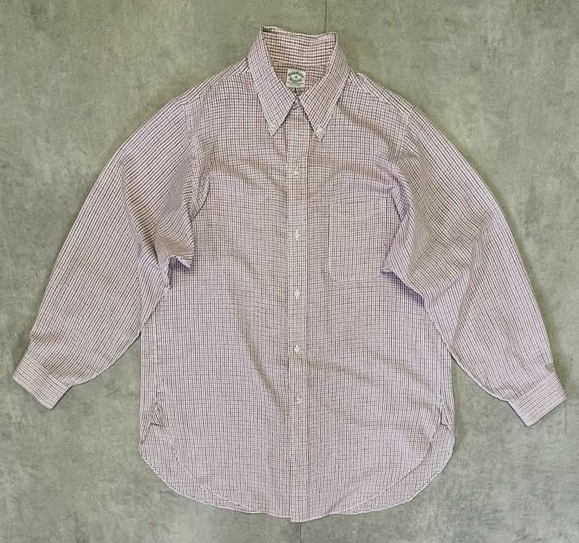 60'S BROOKS BROTHERS "BROOKSCLOTH" 6ボタン マチ付き BDシャツ チェック柄 USA製 (VINTAGE) 「L/S Shirt」入荷しました。
