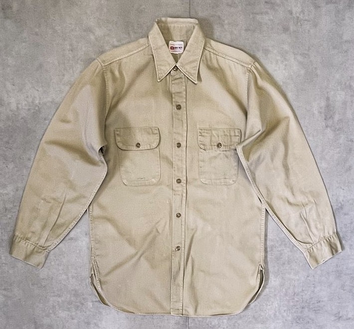 50'S 5BROTHER コットンツイル マチ付き 長袖 ワークシャツ ベージュ USA製 (VINTAGE) 「L/S Shirt」入荷しました。