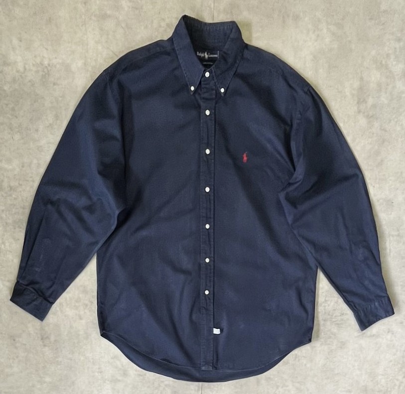 90'S RALPH LAUREN ツイル BDシャツ ネイビー (VINTAGE) 「L/S Shirt」入荷しました。