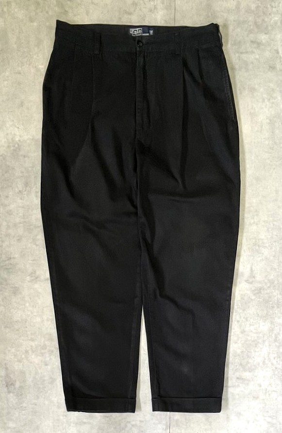 90'S RALPH LAUREN "HAMMOND PANT" ツープリーツ チノパンツ ブラック (VINTAGE) 「Bottoms」入荷しました。