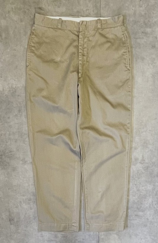 70'S アメリカ軍 US ARMY コットン100% チノパンツ W36L31 SCOVILLブラスジップ (VINTAGE) 「Bottoms」入荷しました。