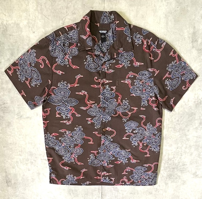 RALPH LAUREN "POLO JEANS" コットン 半袖 オープンカラーシャツ ブラウン/総柄 (VINTAGE) 「S/S Shirt」入荷しました。