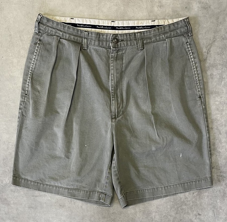 90'S RALPH LAUREN "TYLER SHORT" ツープリーツ チノショーツ カーキ (VINTAGE) 「Shorts」入荷しました。