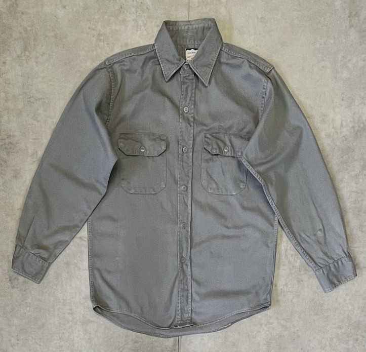 60'S UNKNOWN コットン100% 長袖 ワークシャツ グレー (VINTAGE)「L/S Shirt」入荷しました。