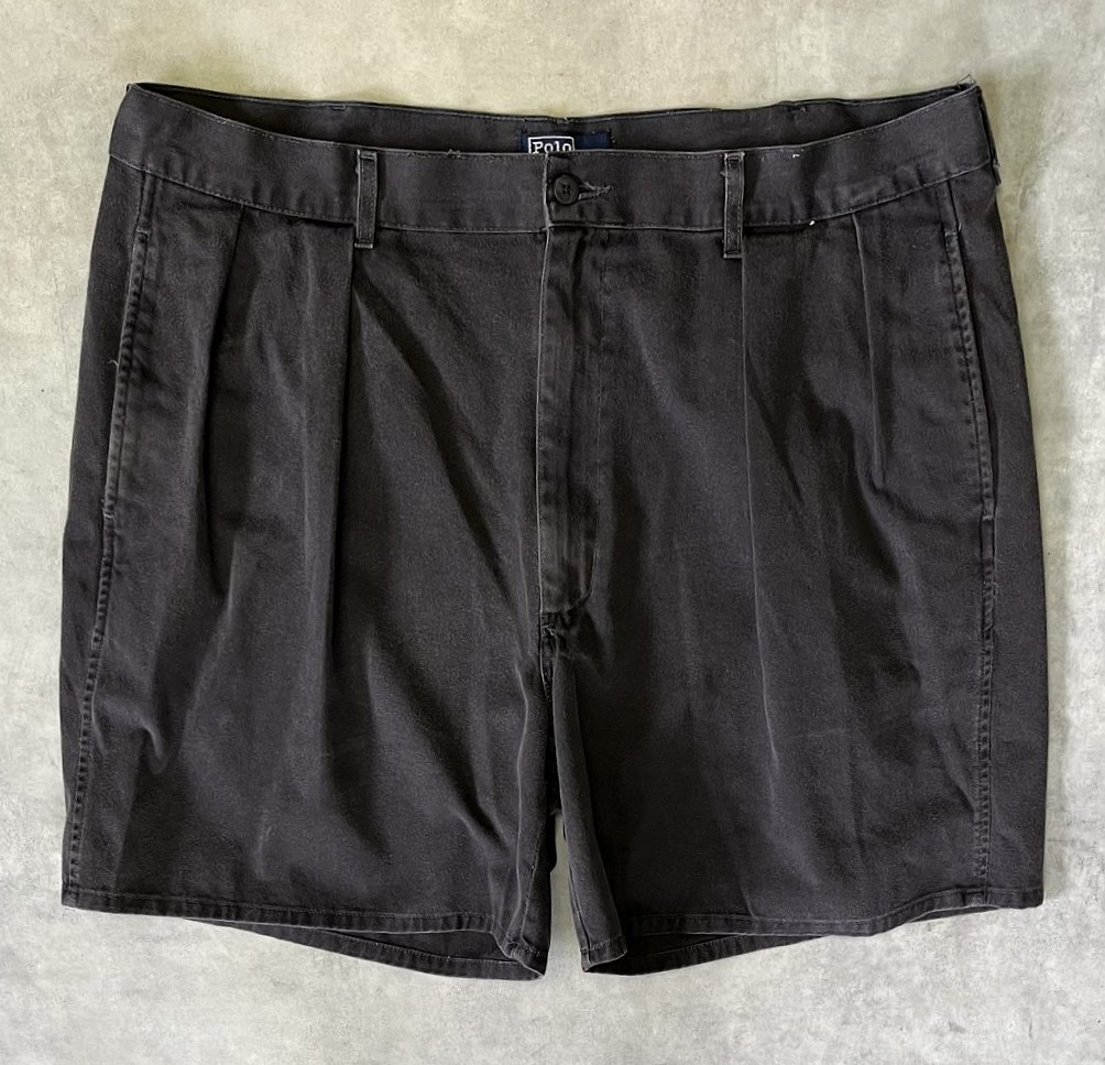 90'S RALPH LAUREN "ボックスロゴ" ツープリーツ チノショーツ ブラック USA製 (VINTAGE)「Shorts」入荷しました。