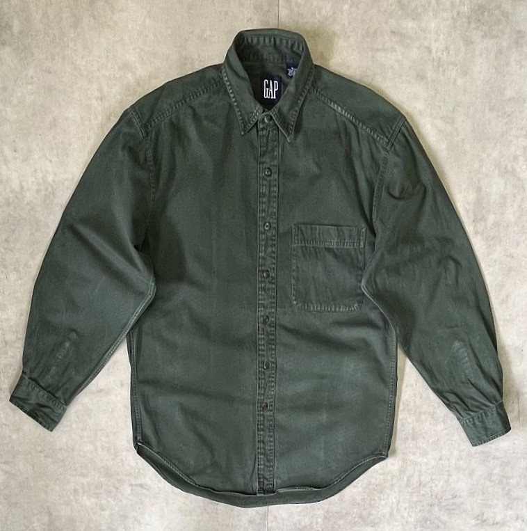 90'S GAP 旧タグ ツイルシャツ ダークグリーン (VINTAGE)「L/S Shirt」入荷しました。
