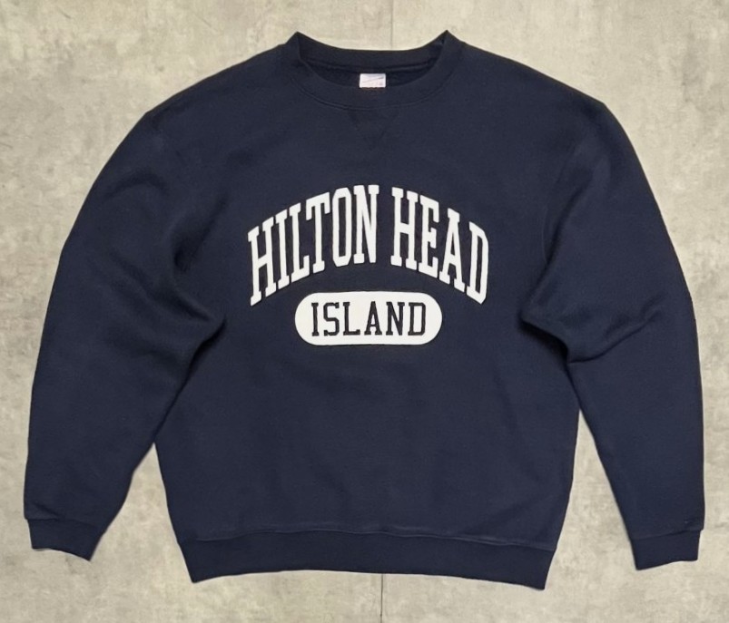 90'S SOFFE "HILTON HEAD ISLAND" 前Vガゼット付き スウェットシャツ ネイビー (VINTAGE)「Sweat Shirt」入荷しました。