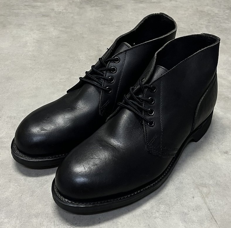 90'S アメリカ軍 US NAVY "ADDISON SHOE CO製" スチールトゥ レザー チャッカブーツ ブラック (DEADSTOCK)「Shoes」入荷しました。