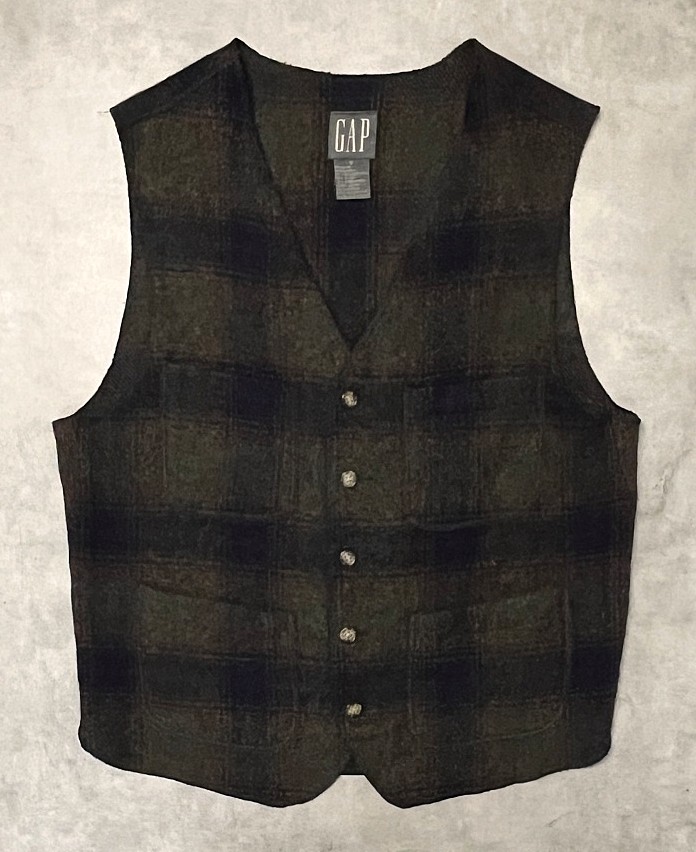 90'S GAP 旧タグ ウールベスト オンブレチェック (VINTAGE)「No Sleeve」入荷しました。