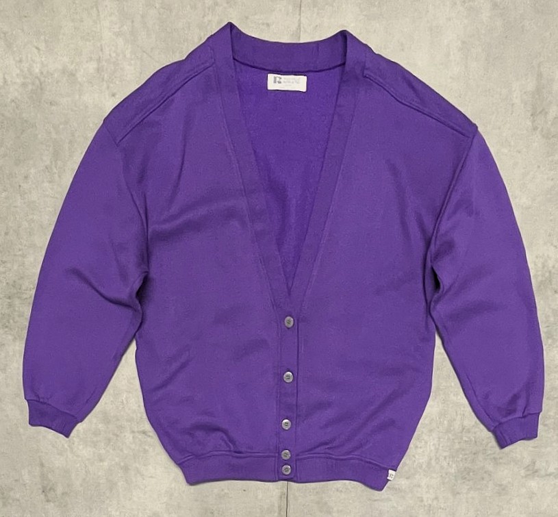 90'S RUSSELL ATHLETIC スウェット カーディガン 無地 グレープ USA製 (VINTAGE)「Sweat Shirt」入荷しました。