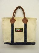 画像: 80'S LL Bean 風景タグ レザーハンドル トートバッグ ホワイト/ネイビー (VINTAGE) 「Bag」 入荷しました。