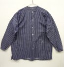 画像: ユーロヴィンテージ スタンドカラー フィッシャーマンシャツ インディゴ/ホワイト ストライプ (VINTAGE) 「L/S Shirt」 入荷しました。