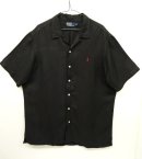 画像: 90'S RALPH LAUREN ヘリンボーン シルク/リネン 半袖 オープンカラーシャツ BLACK (VINTAGE) 「S/S Shirt」 入荷しました。