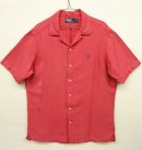 画像: 90'S RALPH LAUREN ヘリンボーン シルク/リネン 半袖 オープンカラーシャツ レッド (VINTAGE) 「S/S Shirt」 入荷しました。
