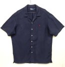 画像: 90'S RALPH LAUREN ヘリンボーン シルク/リネン 半袖 オープンカラーシャツ ネイビー (VINTAGE) 「S/S Shirt」 入荷しました。
