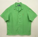 画像: 90'S RALPH LAUREN ヘリンボーン シルク/リネン 半袖 オープンカラーシャツ キミドリ (VINTAGE) 「S/S Shirt」 入荷しました。