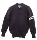 画像: 90'S RALPH LAUREN ウール100% 袖ライン入り Vネック セーター ネイビー (VINTAGE) 「Knit」 入荷しました。