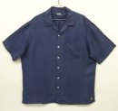 画像: 90'S RALPH LAUREN 裾ロゴ シルク/リネン 半袖 オープンカラーシャツ ネイビー (VINTAGE) 「S/S Shirt」入荷しました。
