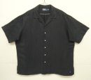 画像: 90'S RALPH LAUREN シルク/リネン 裾ロゴ 半袖 オープンカラーシャツ ブラック (VINTAGE) 「S/S Shirt」入荷しました。