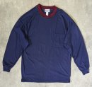 画像: 00'S JOCKEY クロスネック ポケット付き 長袖 Tシャツ ネイビー/ワインレッド (VINTAGE) 「T-Shirt」入荷しました。