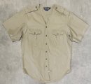 画像: 90'S RALPH LAUREN ノーカラー Vネック 半袖 サファリシャツ ベージュ (VINTAGE) 「S/S Shirt」入荷しました。