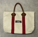 画像: 80'S LL Bean 単色タグ レザーハンドル キャンバス トートバッグ レッド/オフホワイト USA製 (VINTAGE)「Bag」入荷しました。