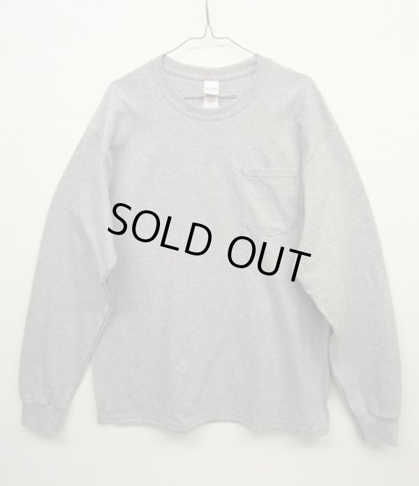 画像1: GILDAN ポケット付き ロングスリーブ Tシャツ GREY (NEW)