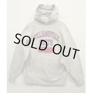 画像: 90'S CHAMPION "3段プリント" 刺繍タグ リバースウィーブ パーカー ヘザーグレー USA製 (VINTAGE)