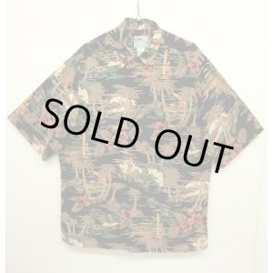 画像: 80'S REYN SPOONER "ALOHA SANTA" ダイヤモンドヘッドタグ レーヨン アロハシャツ BLACK (VINTAGE)